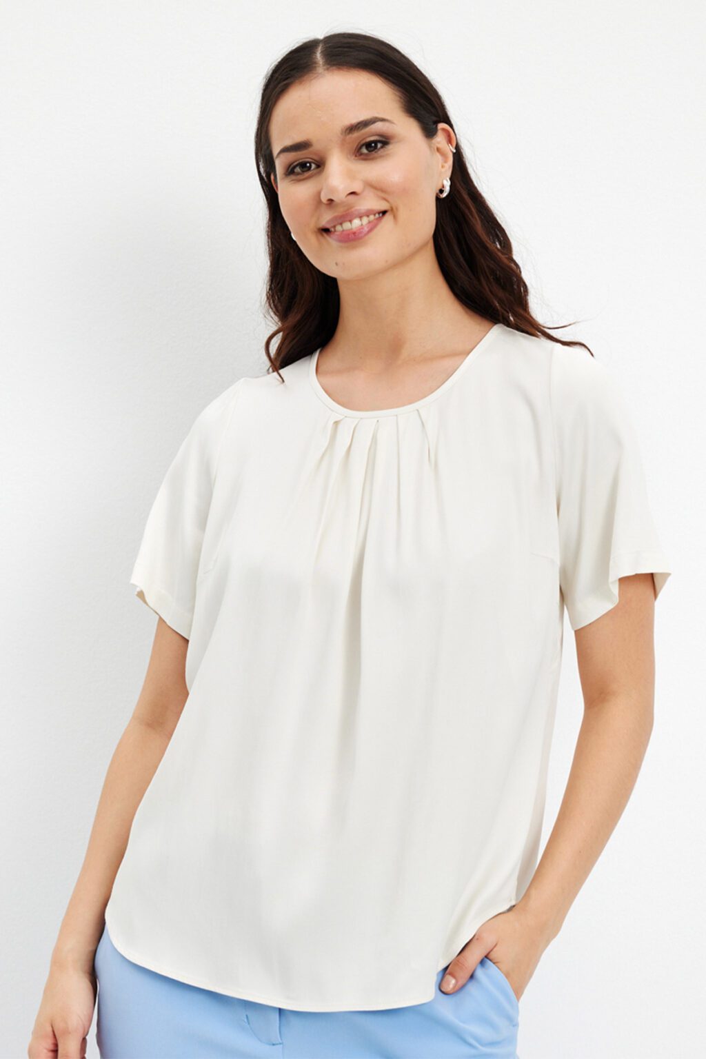 Blus Basic In Front Roza Blus Maunu 020 Off white - Best of Basic