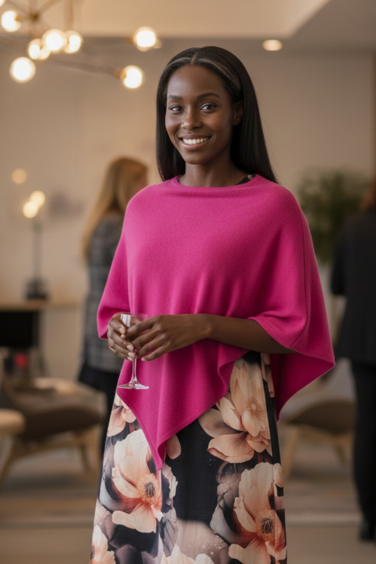 Clarina Cashmereponcho Karola 410 Magenta