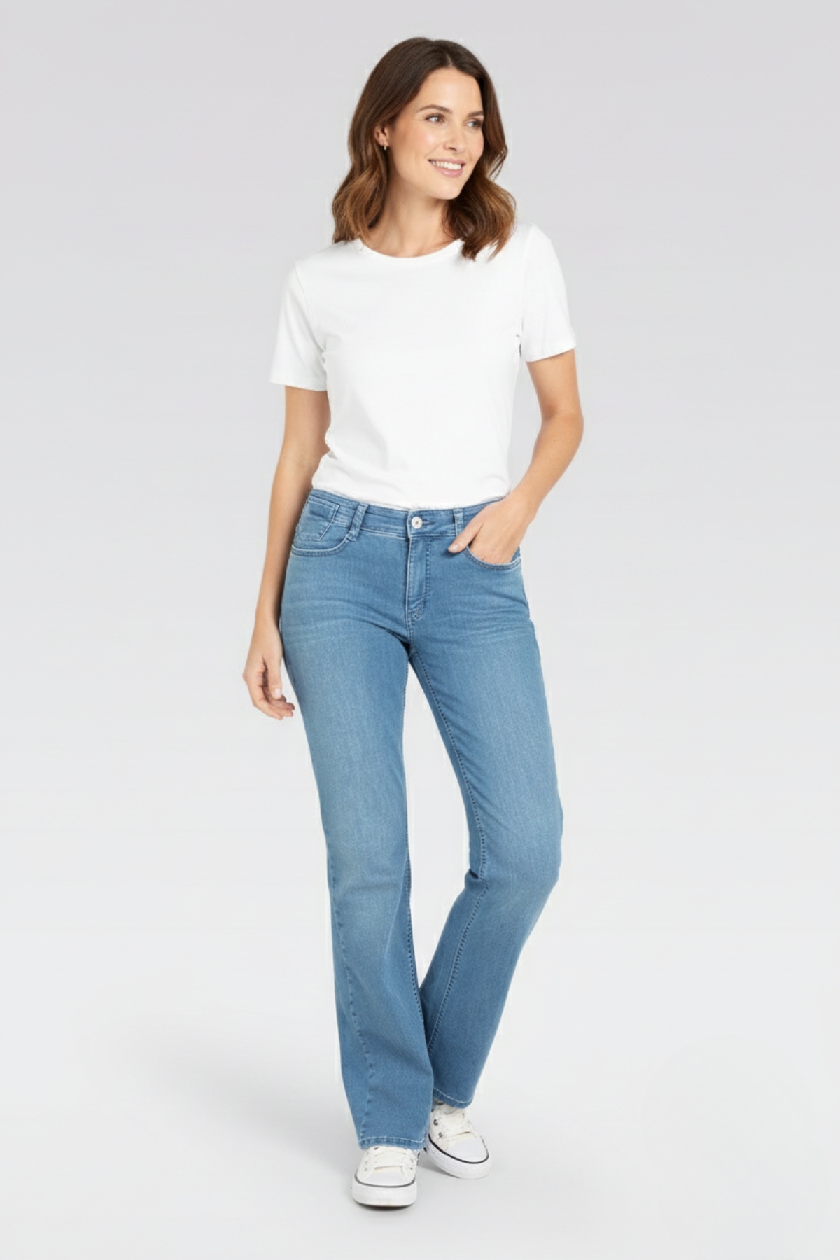 mac laura flared fit winter baby blue