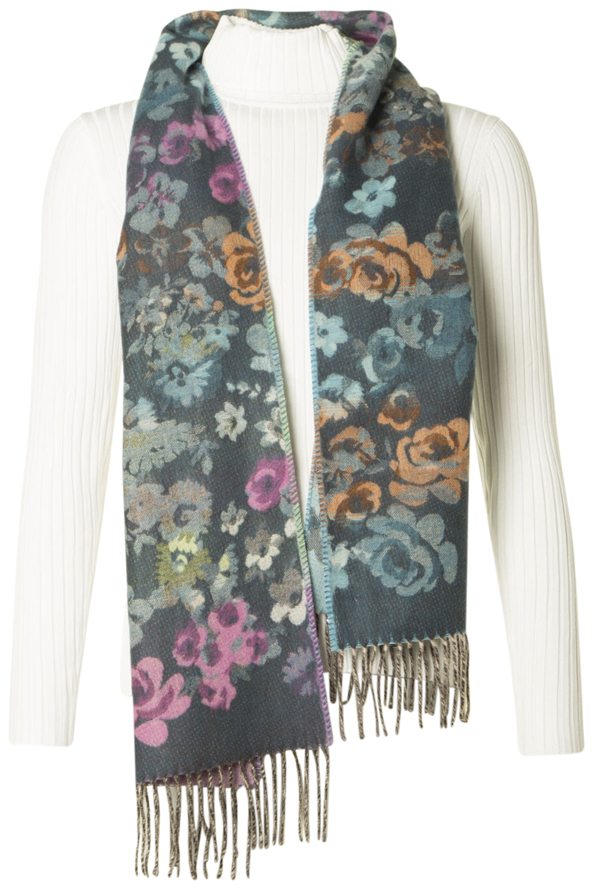 Clarina CashminkSjal Rosen 650 Petrol