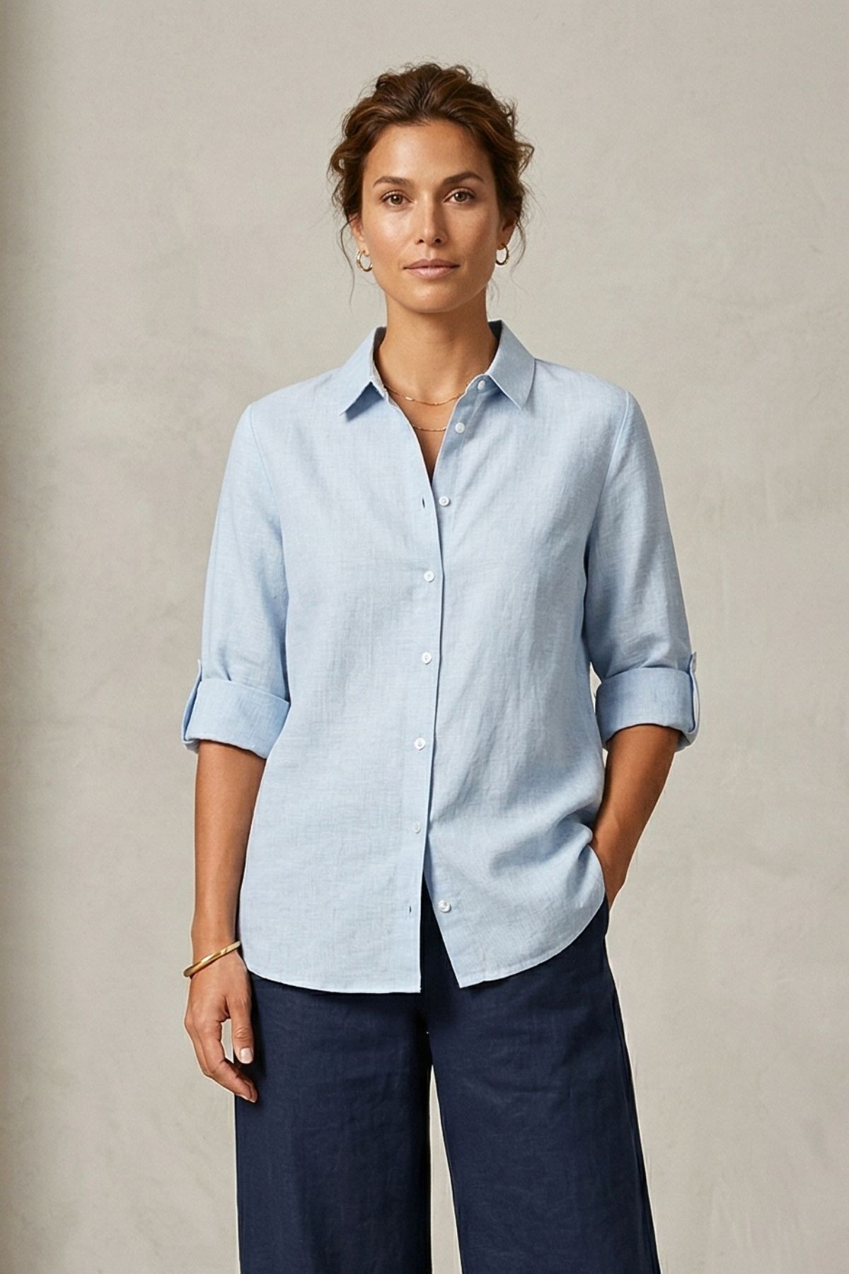 Clarina Linne Skjorta Fjella 612 Blue