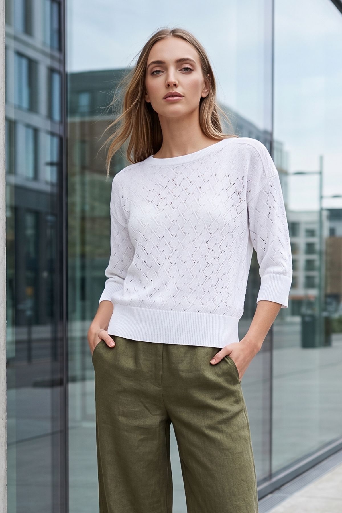 Micha Linne Tröja Vaison 1 Bright White