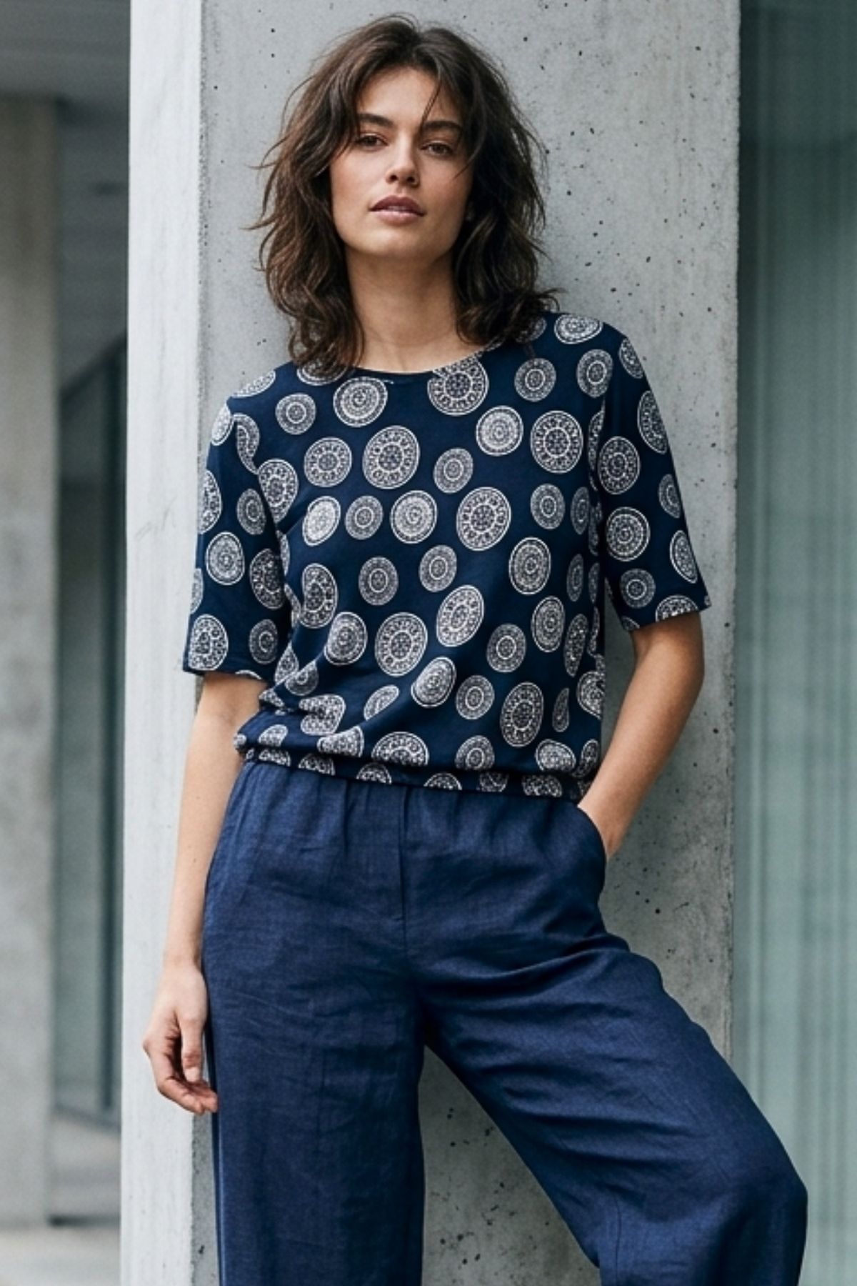 Micha Topp Tourettes 20410 navy print