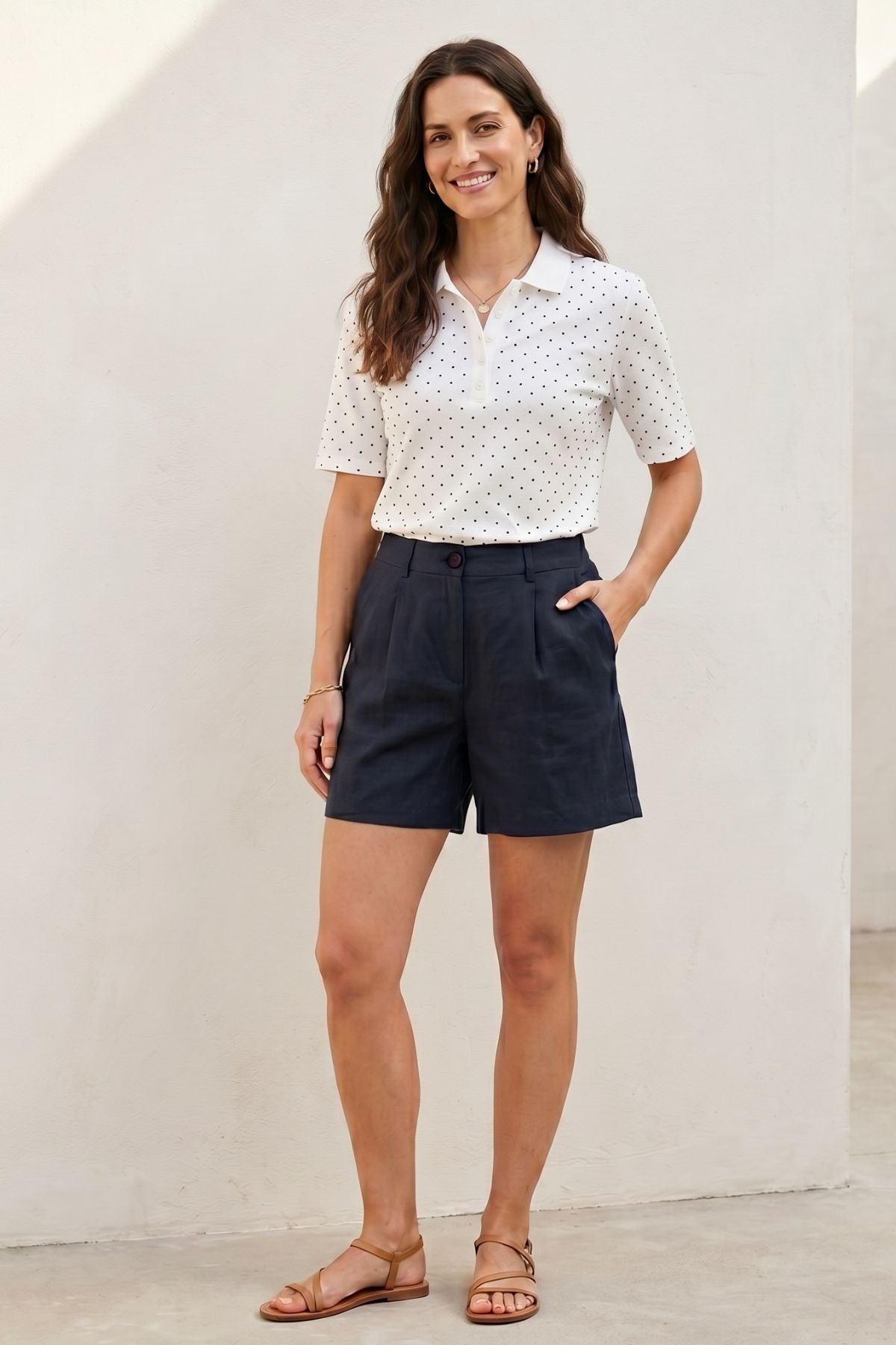 InLinea Linne Shorts Jonna 615 Navy modell