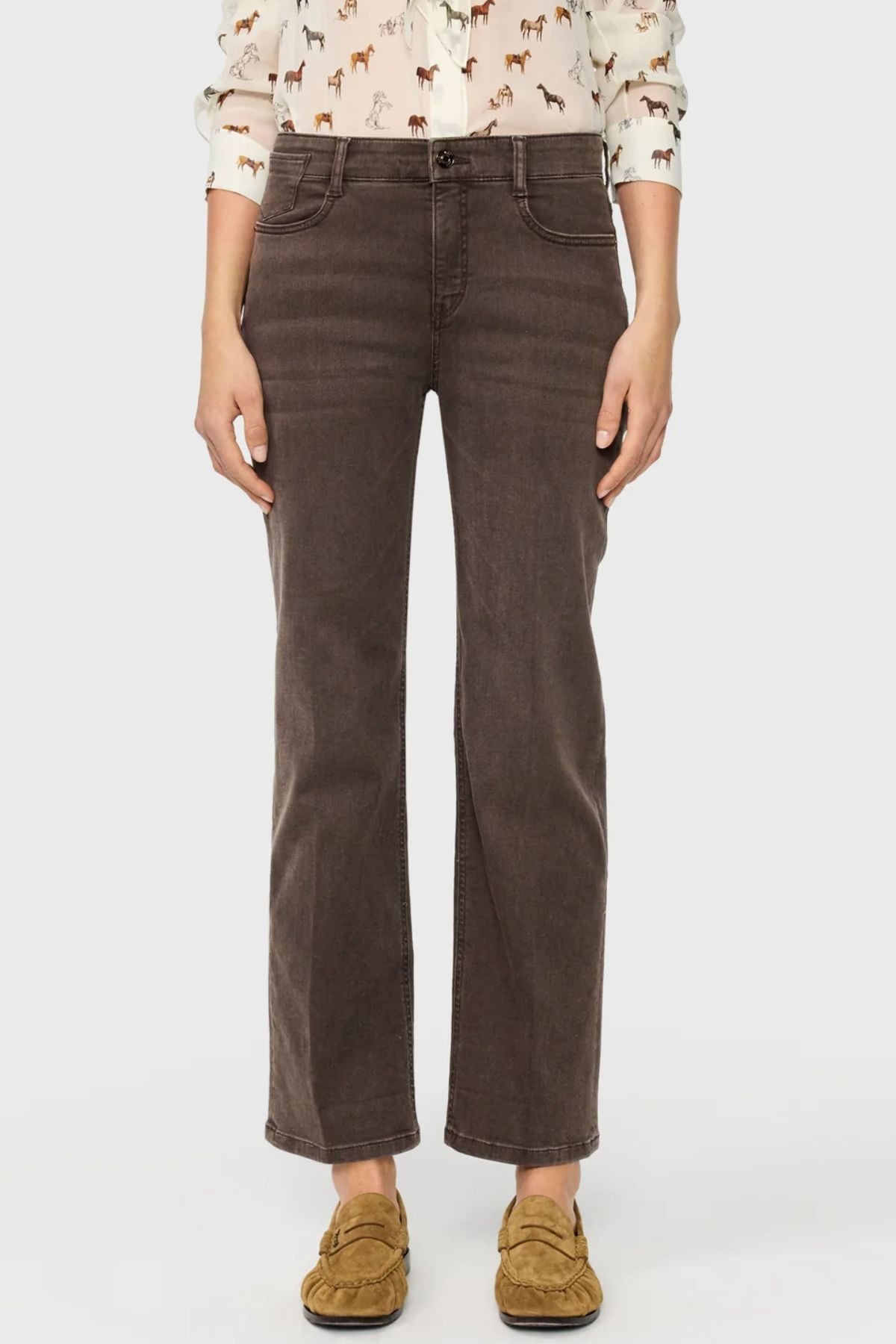 Laura Flared Fit D701 Brown Stone Washed