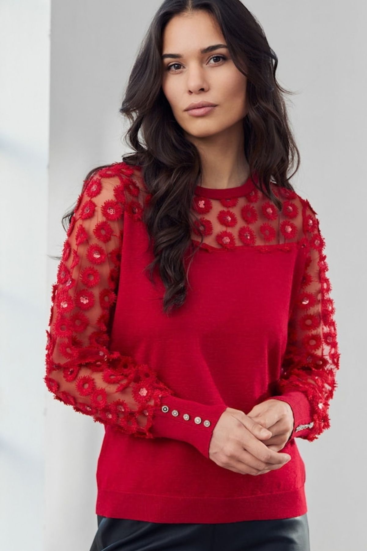 Micha Tröja BLOMME LO H26 Red Modell
